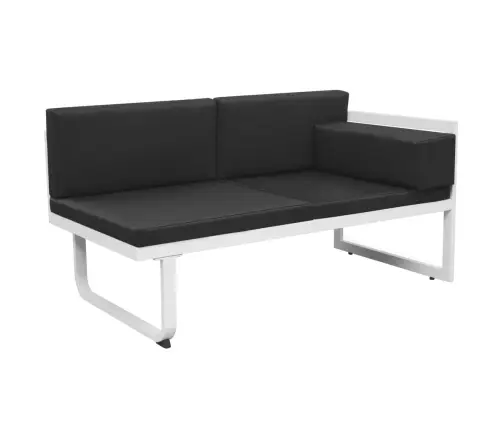 4-Osaline Aiadiivanikomplekt Patjadega, Alumiinium, Must