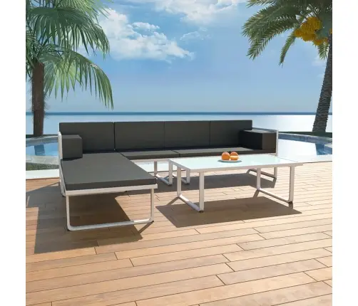 4-Osaline Aiadiivanikomplekt Patjadega, Alumiinium, Must