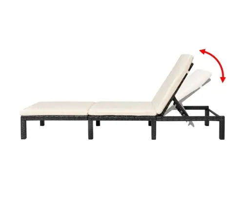 Sauļošanās Zvilnis Ar Matraci, Melna Pe Rotangpalma Vidaxl