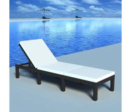 Sauļošanās Zvilnis Ar Matraci, Melna Pe Rotangpalma Vidaxl