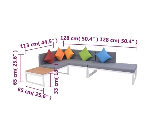 4-Daļīgs Dārza Atpūtas Mēbeļu Komplekts, Matrači, Alumīnijs,Wpc Vidaxl