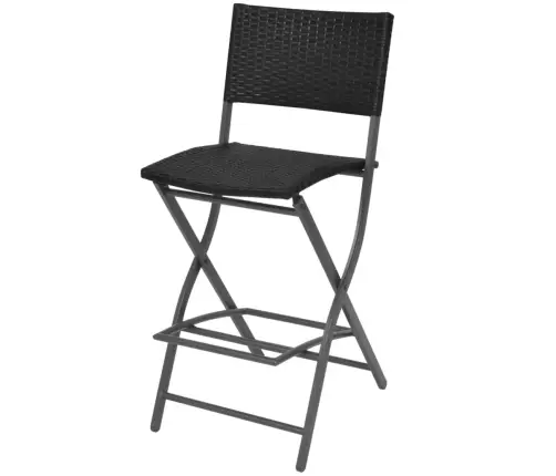 7-Daļīgs Dārza Mēbeļu Komplekts, Saliekams, Tērauds, Pe, Melns Vidaxl