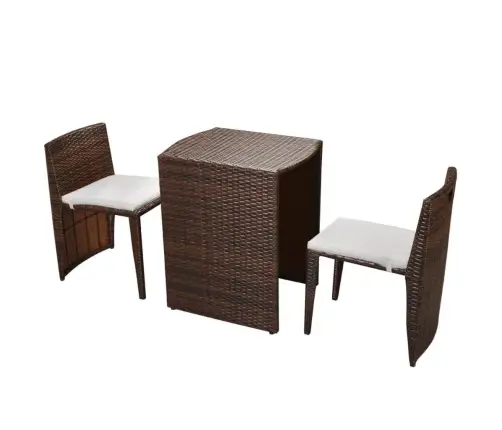 Bistro Baldų Komplektas Su Pagalvėmis, 3D., Rudas, Polirat.