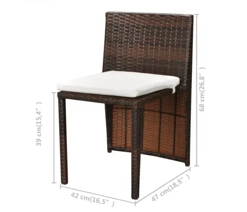 Bistro Baldų Komplektas Su Pagalvėmis, 3D., Rudas, Polirat.