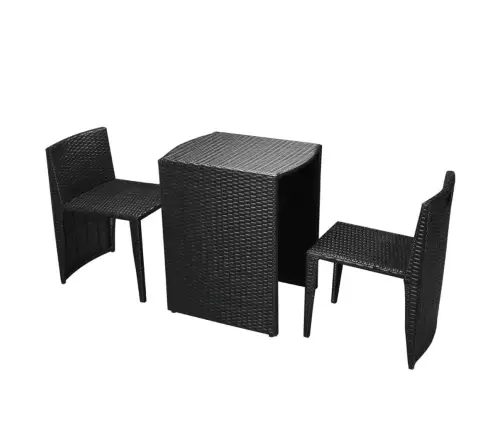 3-Daļīgs Bistro Mēbeļu Komplekts Ar Matračiem, Pe Pinums, Melns Vidaxl