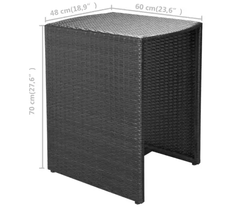 3-Daļīgs Bistro Mēbeļu Komplekts Ar Matračiem, Pe Pinums, Melns Vidaxl