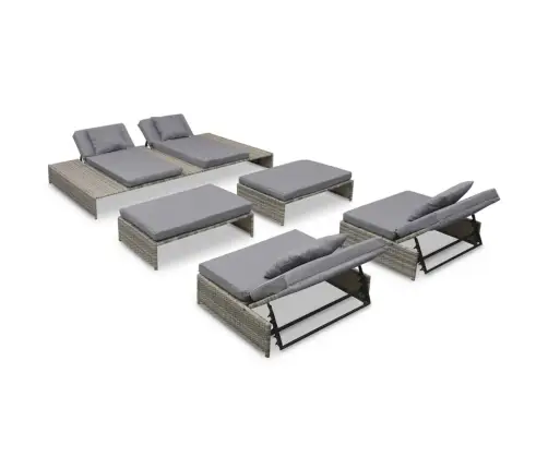 5-Osaline Aiamööblikomplekt Patjadega, Polürotang, Hall