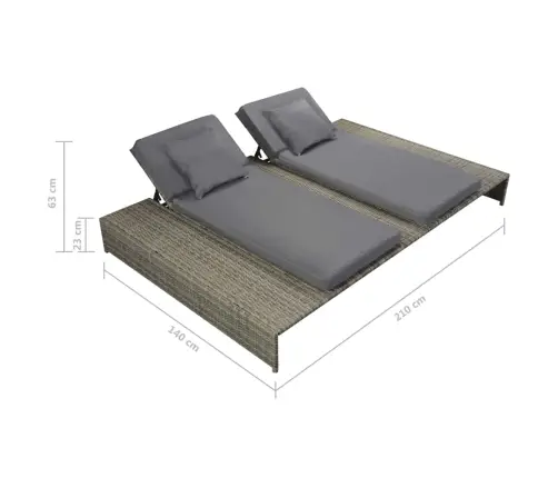 5-Osaline Aiamööblikomplekt Patjadega, Polürotang, Hall