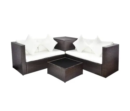 4-Daļīgs Dārza Atpūtas Mēbeļu Komplekts Ar Matračiem, Pe, Brūns Vidaxl