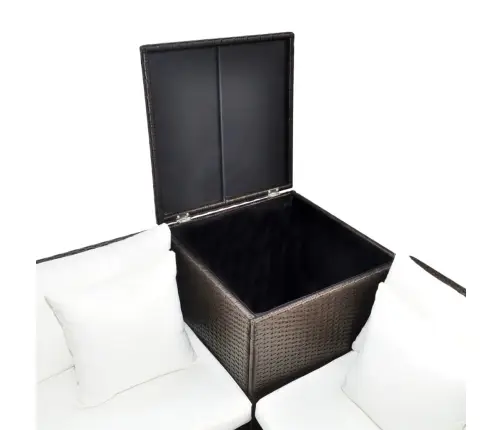 4-Daļīgs Dārza Atpūtas Mēbeļu Komplekts Ar Matračiem, Pe, Brūns Vidaxl