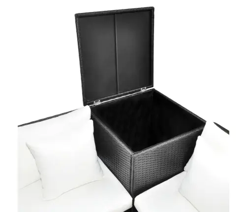 4-Daļīgs Dārza Atpūtas Mēbeļu Komplekts Ar Matračiem, Pe, Melns Vidaxl