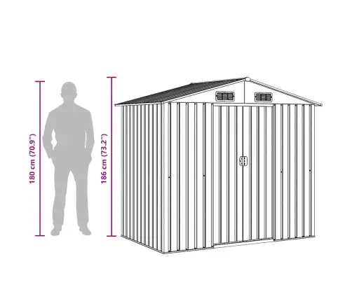 Sodo Sandėliukas, Pilkas, Metalas, 204X132X186 Cm