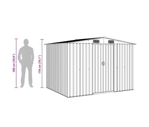 Sodo Sandėliukas, Žalias, Metalas, 257X205X178 Cm