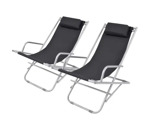 Atlošiami Gultai, 2 Vnt., Plienas, Juodos Spalvos