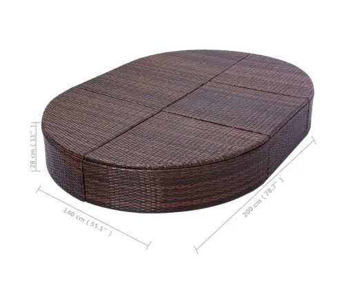 Dārza Atpūtas Gulta Ar Matraci, Brūna Pe Rotangpalma Vidaxl