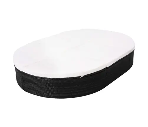 Dārza Atpūtas Gulta Ar Matraci, Melna Pe Rotangpalma Vidaxl