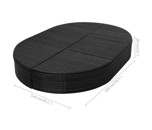 Dārza Atpūtas Gulta Ar Matraci, Melna Pe Rotangpalma Vidaxl