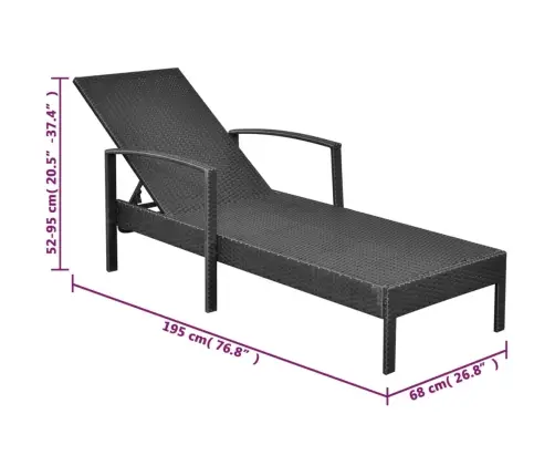 Sauļošanās Zvilnis Ar Matraci, Melna Pe Rotangpalma Vidaxl Sauļošanās Zvilnis Ar Matraci, Melna Pe Rotangpalma Vidaxl