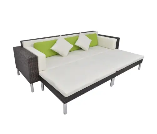 4-Osaline Aiamööblikomplekt Patjadega, Polürotang, Pruun