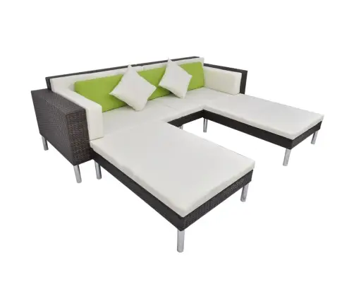 4-Osaline Aiamööblikomplekt Patjadega, Polürotang, Pruun