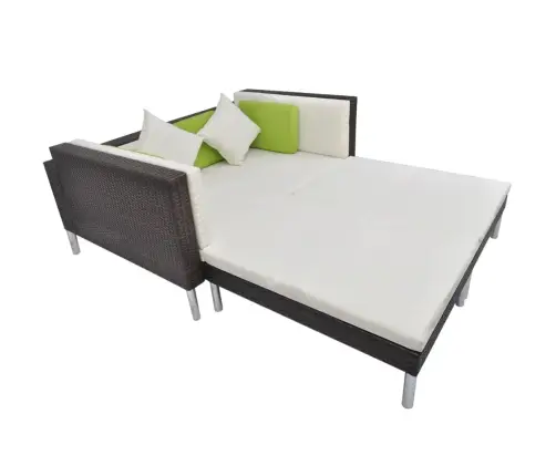 4-Osaline Aiamööblikomplekt Patjadega, Polürotang, Pruun