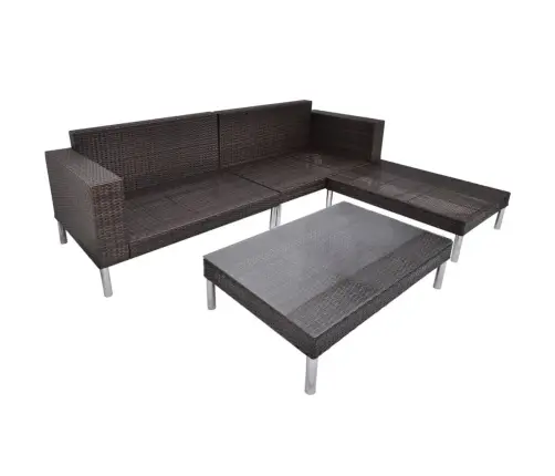 4-Osaline Aiamööblikomplekt Patjadega, Polürotang, Pruun