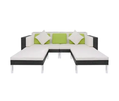 4-Osaline Aiamööblikomplekt Patjadega, Polürotang, Must