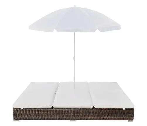 Aia Päevitustool Päevavarjuga, Polürotangist, Pruun