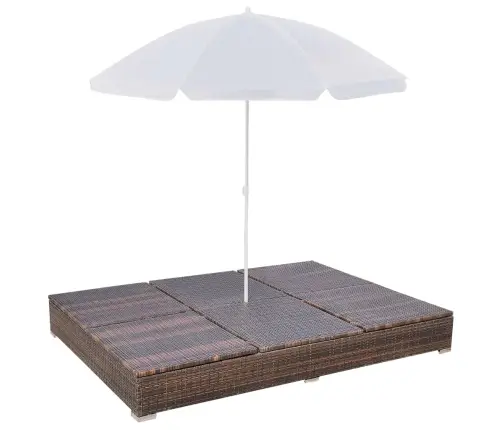 Aia Päevitustool Päevavarjuga, Polürotangist, Pruun