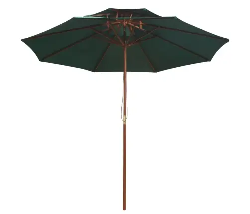 Saulessargs Ar Dubultu Jumtu, 270X270 Cm, Koka Kāts, Zaļš Vidaxl