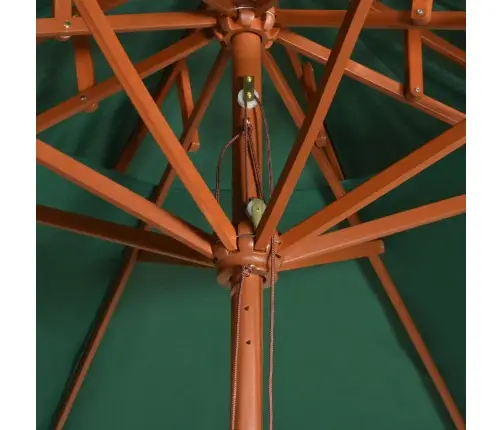 Saulessargs Ar Dubultu Jumtu, 270X270 Cm, Koka Kāts, Zaļš Vidaxl