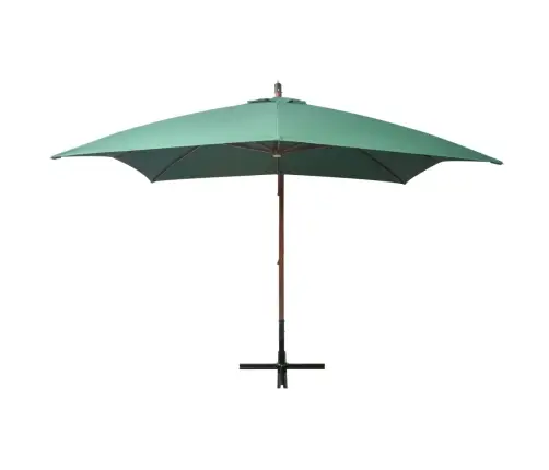 Rippuv Päikesevari 300 X 300 Cm Puidust Postiga, Roheline