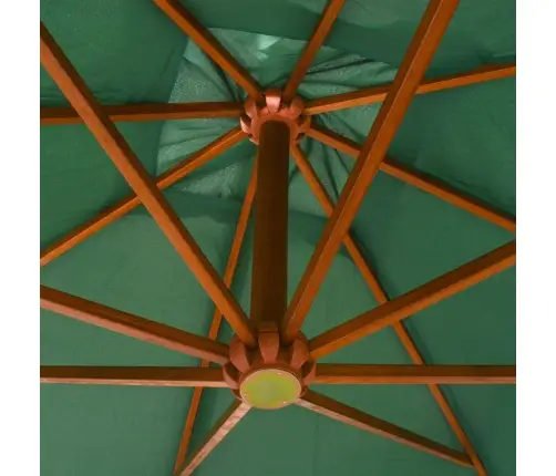 Rippuv Päikesevari 300 X 300 Cm Puidust Postiga, Roheline