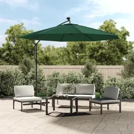 Saulessargs Ar Led, Iekarams, 300 Cm, Metāla Kāts, Zaļš Vidaxl