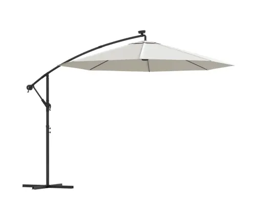 Saulessargs Ar Led, Iekarams, 300 Cm, Metāla Kāts, Smilškrāsā Vidaxl