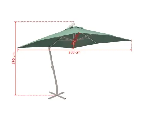 Saulessargs, Iekarams, 300X300Cm, Alumīnija Kāts, Zaļš Vidaxl