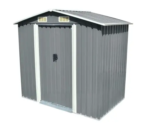 Dārza Šķūnis, Pelēks Metāls, 204X132X186 Cm Vidaxl