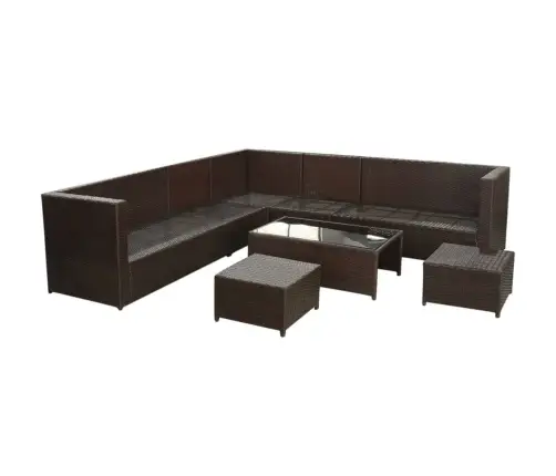 8-Daļīgs Dārza Mēbeļu Komplekts, Matrači, Pe Rotangpalma, Brūns Vidaxl