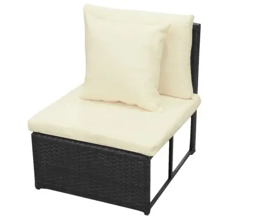 8-Daļīgs Dārza Mēbeļu Komplekts, Matrači, Pe Rotangpalma, Melns Vidaxl