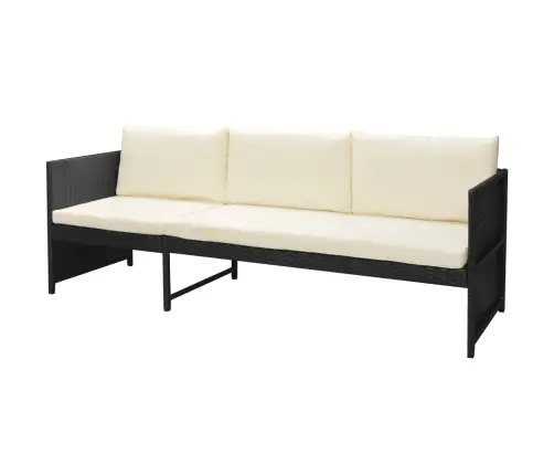 6-Daļīgs Dārza Atpūtas Mēbeļu Komplekts Ar Matračiem, Pe, Melns Vidaxl