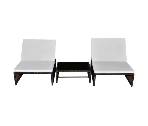 Sauļošanās Zviļņi, 2 Gab., Ar Galdiņu, Brūna Pe Rotangpalma Vidaxl