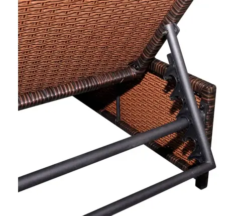 Sauļošanās Zviļņi, 2 Gab., Ar Galdiņu, Brūna Pe Rotangpalma Vidaxl