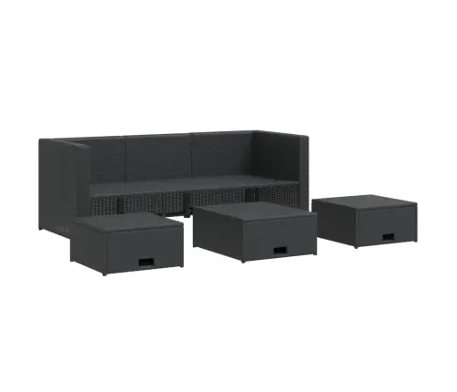 4-Osaline Aiamööblikomplekt Patjadega, Polürotang, Must