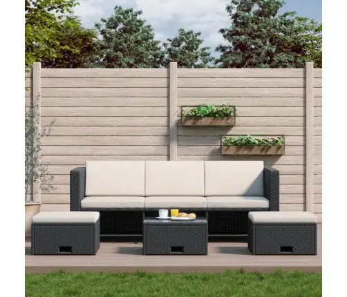 4-Osaline Aiamööblikomplekt Patjadega, Polürotang, Must