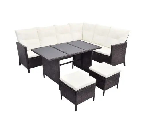 4-Daļīgs Dārza Atpūtas Mēbeļu Komplekts Ar Matračiem, Pe, Brūns Vidaxl