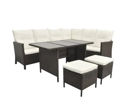 4-Daļīgs Dārza Atpūtas Mēbeļu Komplekts Ar Matračiem, Pe, Brūns Vidaxl