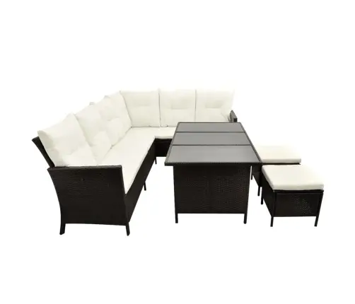 4-Daļīgs Dārza Atpūtas Mēbeļu Komplekts Ar Matračiem, Pe, Brūns Vidaxl