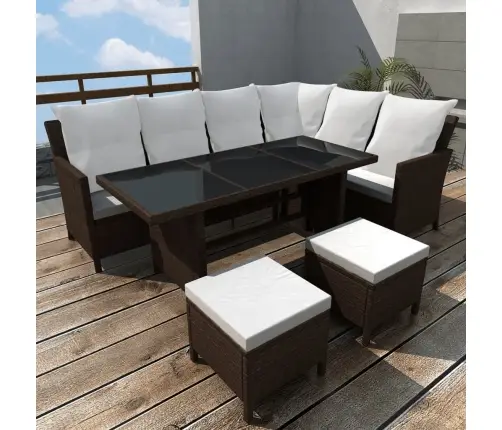 4-Daļīgs Dārza Atpūtas Mēbeļu Komplekts Ar Matračiem, Pe, Brūns Vidaxl