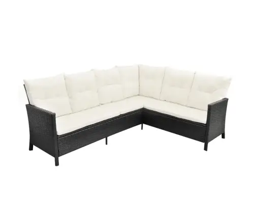 4-Osaline Aiamööblikomplekt Patjadega, Polürotang, Must