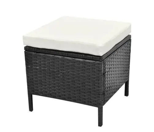 4-Osaline Aiamööblikomplekt Patjadega, Polürotang, Must